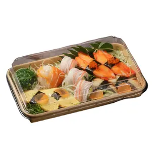 Boîte à salade de Sushi en papier, récipient de Sushi, boîte à tacos, plateau de service à emporter pour Restaurant, emballage de restauration rapide à emporter, SM7-1107