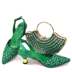 Shoe and <b>bag</b> set combination: Pointed-toe hollow diamond shoes + Fan-shaped wrist <b>bag</b>. All in pure diamond color and mixed color - Product Image 4
