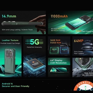 โทรศัพท์มือถือ WP39 Pro <span class=keywords><strong>5G</strong></span> รุ่นใหม่ล่าสุด ความจุ 512GB หน้าจอ 6.6 นิ้ว ระบบปฏิบัติการ Android 14 รองรับ NFC ชิปประมวลผลแบบ Octa Core กันน้ำได้มาตรฐาน IP68 - Product Image 3