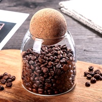 Pot en verre soufflé à la main rond unique en borosilicate de haute qualité avec couvercle en liège, récipient alimentaire chauffable, capacité de 1000 ml pour une utilisation en cuisine