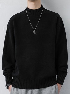 Outlet de Fábrica: Nova Coleção Outono/Inverno - Suéter de Tricô Grosso de Cor Sólida, Estilo Despojado, Macio e Aconchegante, Gola Meia Alta - Product Image 2