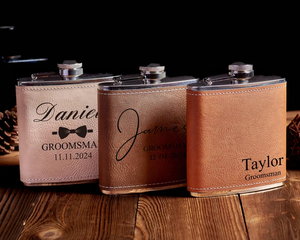 Cá nhân hoá tùy chỉnh tên khắc người đàn ông tốt nhất món quà độc đáo phù rể đề nghị Quà Tặng laserable giả da mô hình da <span class=keywords><strong>Hip</strong></span> <span class=keywords><strong>Flask</strong></span> - Product Image 4