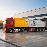 Semirremolque de transferencia de basura STARJOY de 47 cbm y 3 ejes |   Vehículo de Transporte de Residuos de 30 Toneladas para Estaciones de Residuos y Vertederos