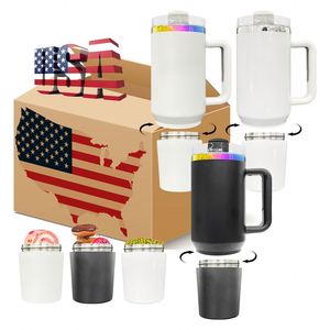 40oz H2.0 Tumbler White Blank Sublimation Rainbow Plated Water <b>Bottle</b> with Storage Compartment - Product Image 1