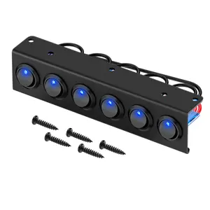 Pannello interruttori di controllo per auto a 6 Gang 3 PIN ON OFF cablaggio pannello interruttori a bilanciere per barche 12V LED blu per camion marino per barche da auto