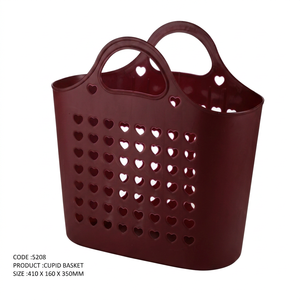 Panier de courses rectangulaire moderne et mignon en plastique PP avec poignées, multi-usages, pour pique-nique, rangement, facile à transporter - Product Image 2