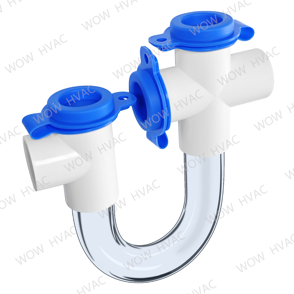 WOW LLS-EZ113 3/4 Inch Standard Condensate Trap with Cleaning Brush, PVC U Trap for HVAC Systems