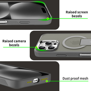 Funda Magnética Esmerilada Invisible con Soporte para Teléfono Móvil <span class=keywords><strong>14</strong></span>/15 <span class=keywords><strong>Pro</strong></span> <span class=keywords><strong>Max</strong></span> con Agarre para Teléfono - Product Image 4