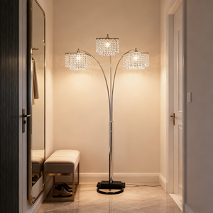 Lampada da Terra in Metallo Crystal Vision Bloom Multi-Arco, Design Contemporaneo ed Elegante, LED <span class=keywords><strong>Base</strong></span> E27 6000K Luce Diurna, Facile Installazione <span class=keywords><strong>per</strong></span> Casa e Arte - Product Image 3