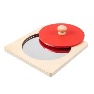 Jouets en bois pour enfants montessori miroir Puzzle bébé Peekaboo bouton Puzzles coloré bébé miroir jouet en bois forme géométrique Puzzle se