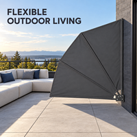 Parasol de balcon pliant 140x140CM à structure en acier, pare-vue mural avec goupille de verrouillage pour protection solaire