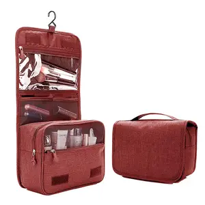 Özel Logo baskılı su geçirmez kozmetik yıkama asılı makyaj çantası seyahat için katlanabilir asmalı kozmetik çantası