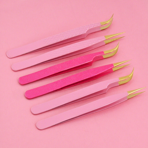 Pinzas de pestañas personalizadas con punta de fibra fina delgada de 45, 75 y 90 grados, pinzas de extensión de pestañas rectas con volumen de aislamiento - Product Image 1