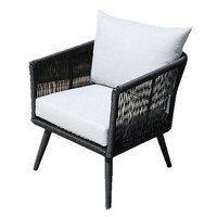 Salon de jardin extérieur, ensemble de canapé 4 places en fer forgé tressé de style nordique, chaises en métal, canapé de patio inspiré des designers, table à thé