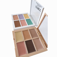 Palette de maquillage visage 6 teintes multi-usages : crème minérale naturelle éclaircissante, correcteur de couleur, contour et blush