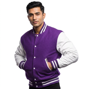 Customized Winter Varsity <b>Baseball</b> <b>Jacket</b> <b>for</b> Letterman Stand Collar 100% Cotton Sleeves Breathable Front Logo <b>for</b> Casual Use - Product Image 1