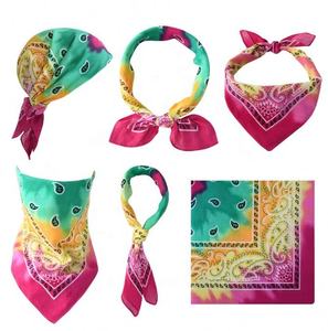 High Quality <b>square</b> Organic Cotton Custom logo Sublimation Print Bandana <b>Scarf</b> - Product Image 5
