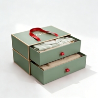 Boîte à tiroir personnalisée en carton rigide, boîte cadeau coulissante, emballage à tirer, 2 mm, recyclable, couleur bleue, estampage à chaud, découpes, couvercle pliable