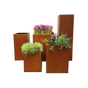 Pots rectangulaires de couleur métallique pour fleurs, boîte de plantation en acier Corten, aliments de haute qualité - Product Image 4