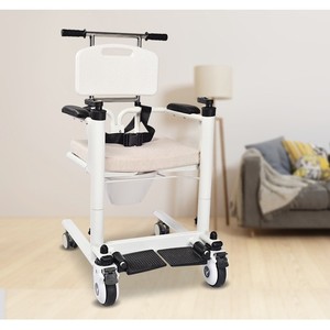 <b>Hand</b> Cranked Adjustable Height Commode <b>Shower</b> Chair For Disabled Elderly Transfer With Thickened Stainless Steel Frame - Product Image 1