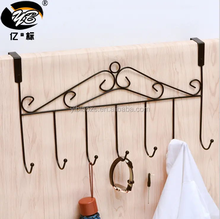 7 hooks wire door iron over the door clothes hook decorative metal hanger