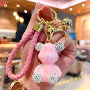 QQ Diamond Encrusted <b>Cute</b> Teddy <b>Bear</b> Colorful Electroplated Teddy <b>Bear</b> Keychain Creative Pendant Fashionable Keychain - Product Image 4