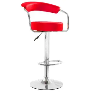 廉价现代旋转高度可调皮革高度升降360旋转圆形中背镀铬酒吧椅凳