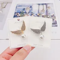 Broche Plaqué Or Rose Ailes d'Ange en Cristal et Strass pour Femme et Enfant, Style Coréen, Tempérament Artistique, pour Fête et Mariage