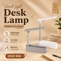 Lampe de bureau pliable magnétique à intensité variable USB, RVB, moderne, portable, pour chambre d'étudiant, nouveauté, vente en gros, pour hôtel