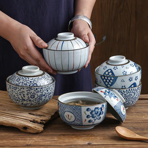 Tazón Japonés Retro de Cerámica Chawanmushi, Estilo Clásico, Sostenible, Incluye Tapa, para Huevos al Vapor, Guisos y Sopas - Product Image 3