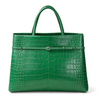 Sac fourre-tout en cuir PU gaufré crocodile vert OEM, sac à main structuré à poignée supérieure, sac de travail de luxe pour femme avec bandoulière réglable