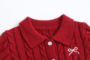 Ensemble de vêtements en tricot pour bébé OEM ODM, cardigan à col en V, jupe pour bébé, robe, vêtements d'automne et d'hiver pour filles, tout-petits - Product Image 4