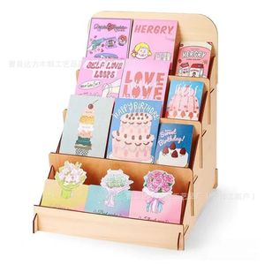 ชั้นวางสติ๊กเกอร์ไม้ 4 ชั้น ชั้นวางของบนโต๊ะทำงานไม้เนื้อแข็งสำหรับใส่อุปกรณ์เครื่องเขียน - Product Image 1