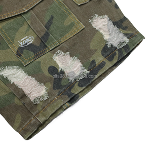 Pantalones Cortos Cargo de Camuflaje para Hombre, Diseño Desgarrado, Cintura Media, Transpirables, Estilo Urbano, Servicio OEM Disponible - Product Image 5