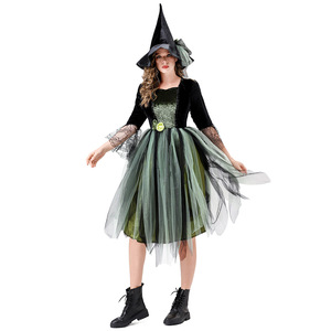 Disfraz de bruja, falda de tul verde oscuro, disfraz de Halloween para adultos, traje de fiesta para juegos de rol, talla M L XL - Product Image 4