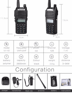 วิทยุสื่อสารสองทาง Baofeng BF UV 82 UV82 5W UHF VHF UV วิทยุ FM พร้อม CE FCC PTT IPX5วิทยุสมัครเล่นระยะไกล - Product Image 6