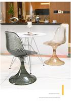 Chaise de salle à manger moderne en acrylique intégré transparent ambre, avec accoudoirs incurvés et dossier ergonomique, design coquille, pour la maison et le bureau