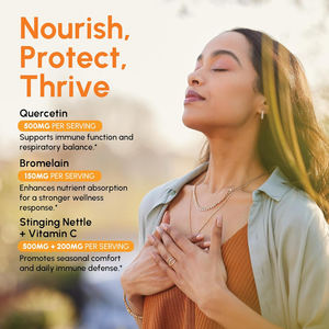 OEM 500mg cápsulas de quercetina com bromelina 1350mg, vitamina C e urtiga suplemento natural função imunológica e respiratória - Product Image 4