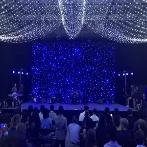 Homei lighting 4*6M Blue and White LED Star Curtain backdrop for Night Club led curtain light cloth