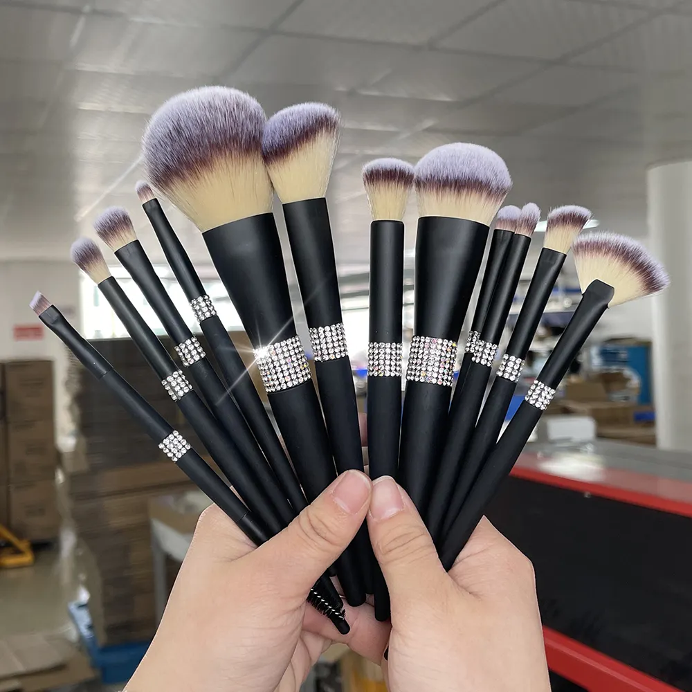 D12143 Customize Kolinsky Brushes 12pc Set Makeup Synthetic Hair Brushes Make Up Foundation Black Brush Makeup