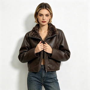 Blouson court en fausse fourrure <span class=keywords><strong>pour</strong></span> <span class=keywords><strong>femme</strong></span>, <span class=keywords><strong>taille</strong></span> <span class=keywords><strong>petite</strong></span>, coupe ajustée, en peau de mouton intégrée, manteau de mode <span class=keywords><strong>pour</strong></span> <span class=keywords><strong>femme</strong></span> - Product Image 6