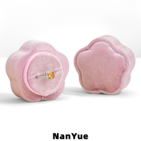 Boîte à bague en velours personnalisée en forme de fleur, emballage de bijoux élégant et luxueux pour fiançailles, mariage, demande en mariage, cadeau, mini et portable