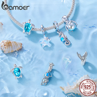 Accessoires DIY en Argent Sterling 925 Massif de Haute Qualité, Série Océan : Breloques Tortue, Pieuvre, Méduse, Hippocampe - Vente en Gros