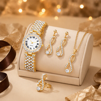 Y856 Montre Femme Reloj Watch for Women 5 Pcs Women Watch Jewelry Set Wholesale Roman Numeral Dial Quartz Wrist Watch for Gift