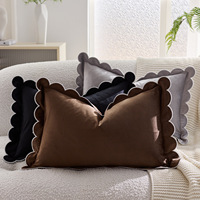 Housse de coussin rectangulaire unie à bords festonnés en velours, entièrement gérée pour le dropshipping transfrontalier
