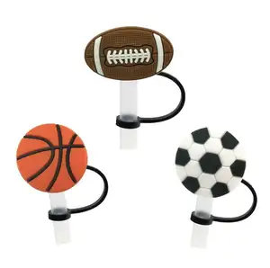 运动风格硅胶吸管提示足球篮球装饰夹礼帽可重复使用吸管塞吸管盖帽
