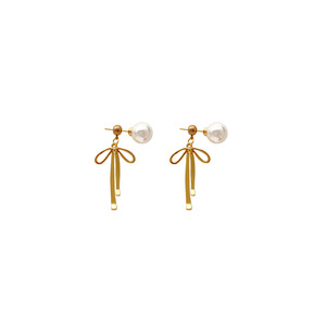 Pendientes Largos de Plata de Ley S925 con Baño de Oro y Perla, Estilo Simple y Dulce, Pendientes Colgantes de Moda - Product Image 5