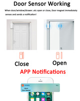 Sistema de Seguridad Inteligente para el Hogar, Sensor Inalámbrico para Puertas y Ventanas, Sensor de Puerta WiFi Tuya, Funciona con Control por Voz Alexa