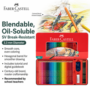 Set di Matite Colorate <span class=keywords><strong>a</strong></span> Base d'Olio <span class=keywords><strong>Faber</strong></span>-Castell 100 Colori per Disegno, in Scatola di Ferro <span class=keywords><strong>a</strong></span> Tema Cavaliere, Sketch From Life - Product Image 4