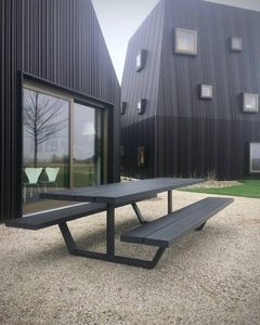 Vente en gros d'usine Table de patio d'extérieur Table et banc en bois pour <span class=keywords><strong>restaurant</strong></span> Table de pique-nique moderne en bois avec banc - Product Image 4